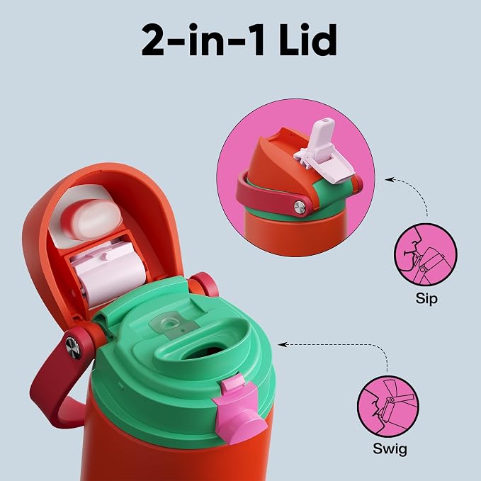 Insulated Water Bottle with Straw - Image 3