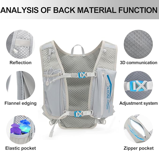 INOXTO Running Hydration Vest Backpack, Lightweight Insulated Pack - Image 3