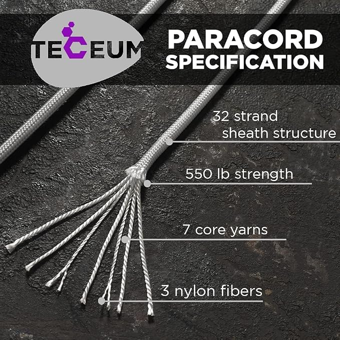 TECEUM 5/32" Paracord Rope 1000 – 1000ft / 200ft / 100ft / 50ft – Tactical - Image 2
