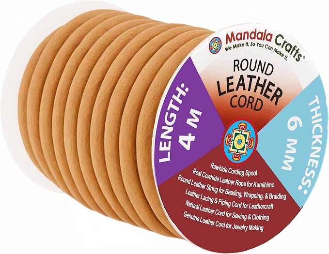Mandala Crafts Round Genuine Camel Leather Cord by MandalaCrafts