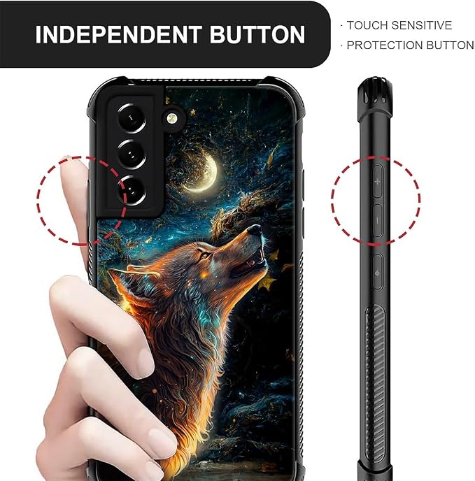 for Samsung Galaxy S22 Case, Star Cave Hungry Wolf Pattern Graphic Design Girl - Image 4