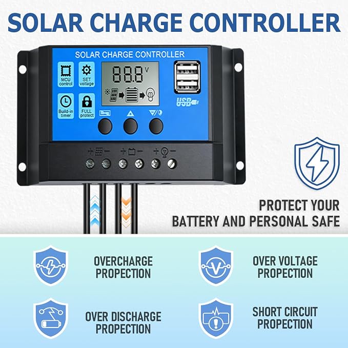 20W 12V/24V Solar Panel Kit, Monocrystalline Solar Battery Trickle Charger - Image 7