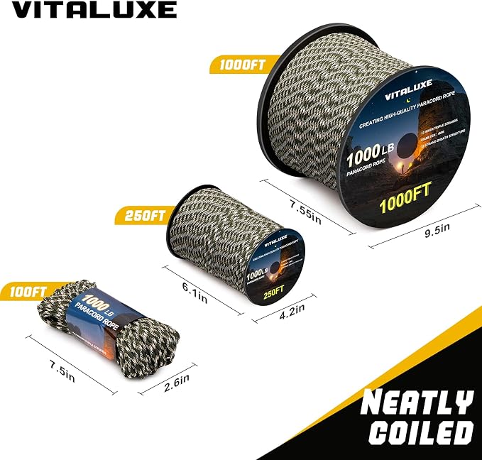 1000lb Paracord Rope, 4mm 12 Triple Strands Paracord, Heavy Duty Tactical - Image 7