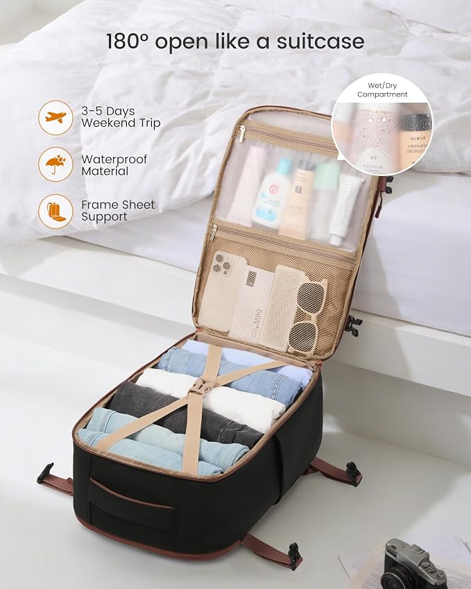 LOVEVOOK 40L Travel Backpack for Women, Airline Approved Carry On Backpack - Image 6