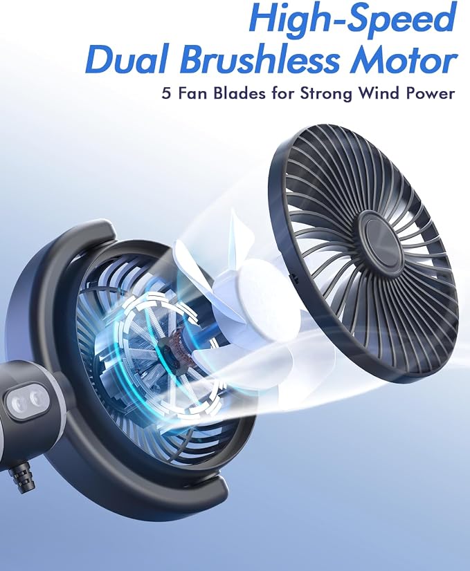 Car Fan USB Powered for Baby: Dual Car Cooling Fans for Backseat 3 Speed - Image 6