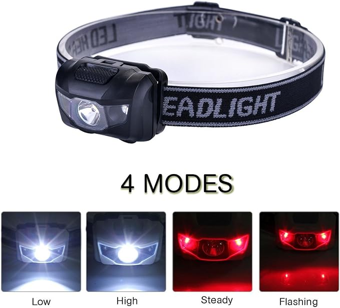 HappyOrange 4 Pack LED Headlamp, IPX4 Waterproof Headlight, 4 Modes - Image 3