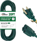 20FT Outdoor Extension Cord-16/3 SJTW Durable Green Extension Cable by HONDERSON
