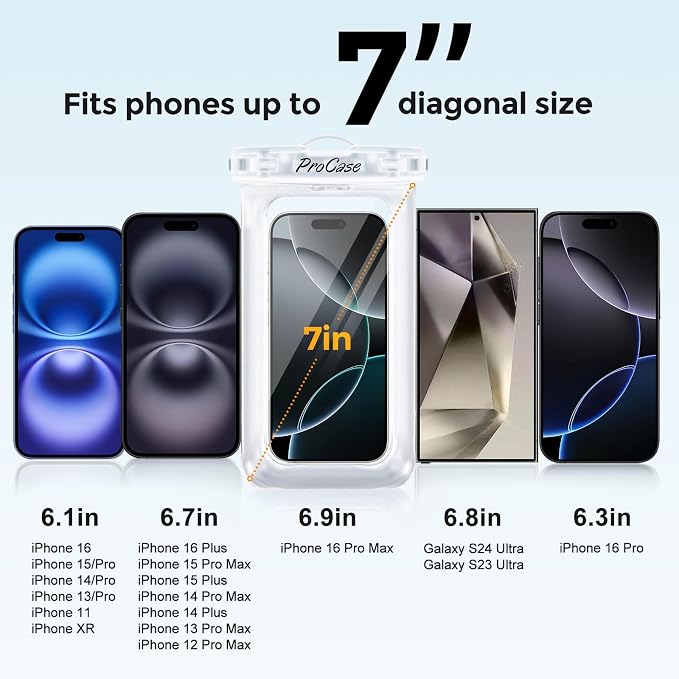ProCase 2 Pack Floating Waterproof Phone Pouch IPX8, Universal Dry Bag Fits - Image 5
