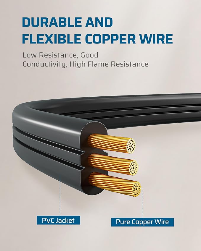 DEWENWILS Flat Plug Extension Cord, 25 FT 16/3 Awg Grounded Power Cable - Image 6
