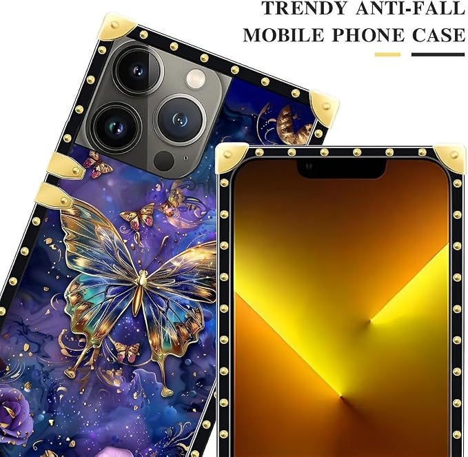 Compatible with iPhone 13 Pro Max Case, Glistening Golden Butterfly Vibrant - Image 4