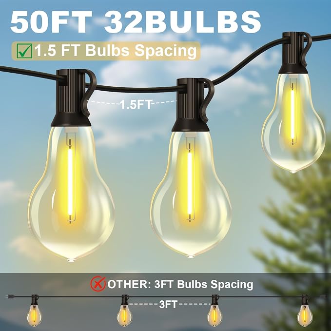 50FT Outdoor String Lights Waterproof - Image 2