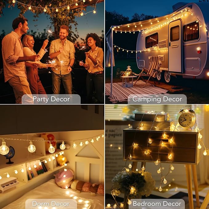 Metaku Globe String Lights Fairy Battery Operated 26ft 60LED - Image 6