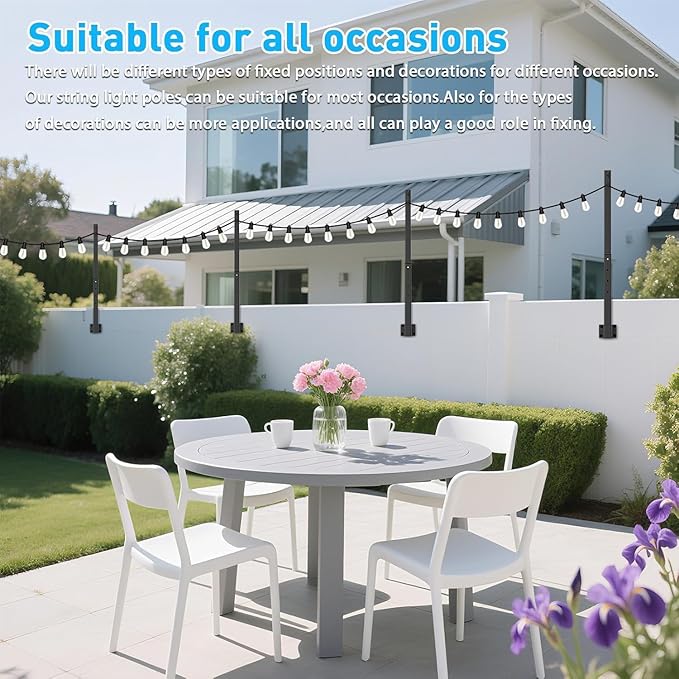 NUERPO 10 Pack String Light Poles, 2.8Ft Metal Poles - Image 4