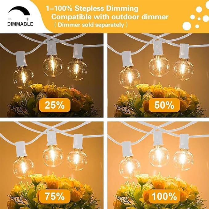 SUNTHIN Outdoor White String Lights, 27FT White Patio Lights - Image 5