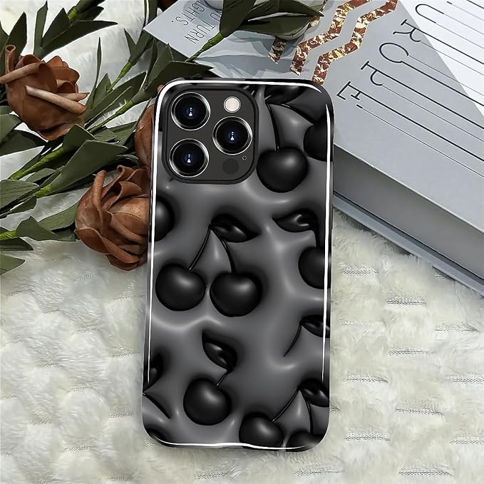 for iPhone 13 Pro Case, HL2 Cute Cool Cherry Black Hybrid 2 Layer Hard Shell - Image 4