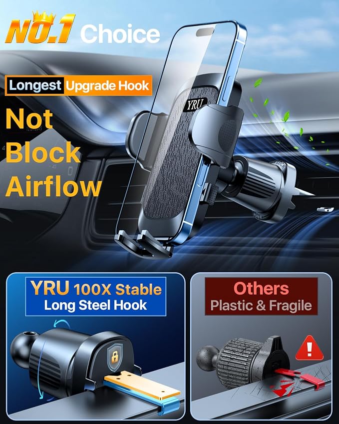 YRU True Upgrade for Safety Car Phone Holder Mount Patent & Military-Grade - Image 3