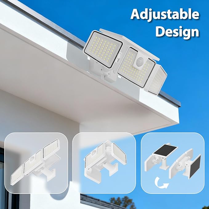 INCX Solar Lights Outdoor with Motion Sensor, 3 Heads Security Lights Solar - Image 3