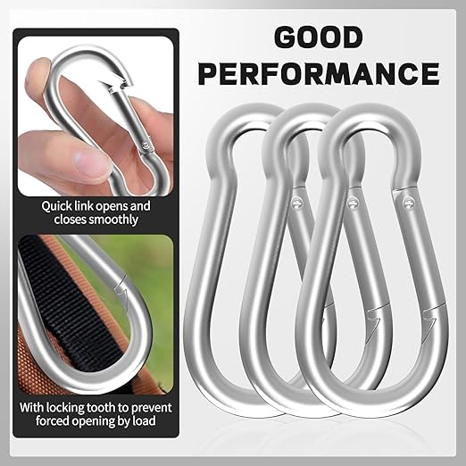 Carabiner, Heavy Duty Galvanized Steel Spring Snap Hook Carabiner Clips - Image 7