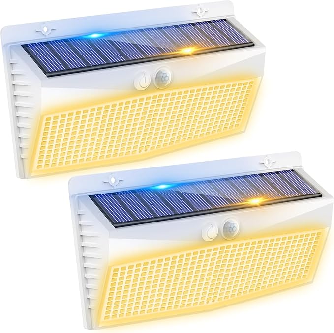 Peasur 2 Pack 368 LED Solar Lights Outdoor Motion Sensor, Solar Fence by Peasur