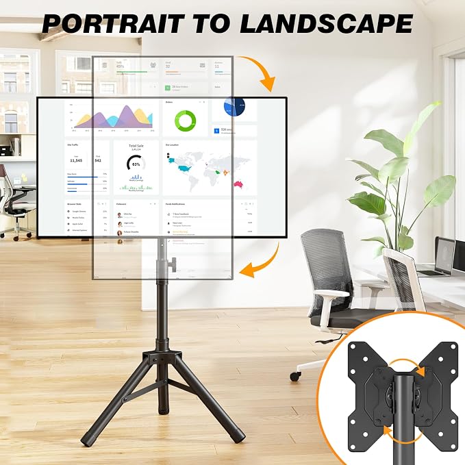 Tripod TV Stand for 23-75 inch Flat Screen/Curved TVs up to 100 lbs - Image 4