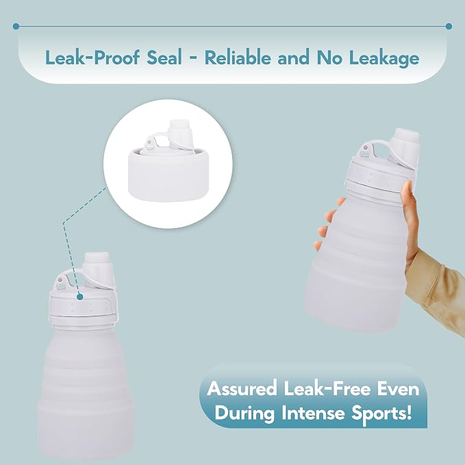 Collapsible Water Bottles 17oz, Odorless BPA-Free Silicone, Leak-Proof Foldable - Image 4