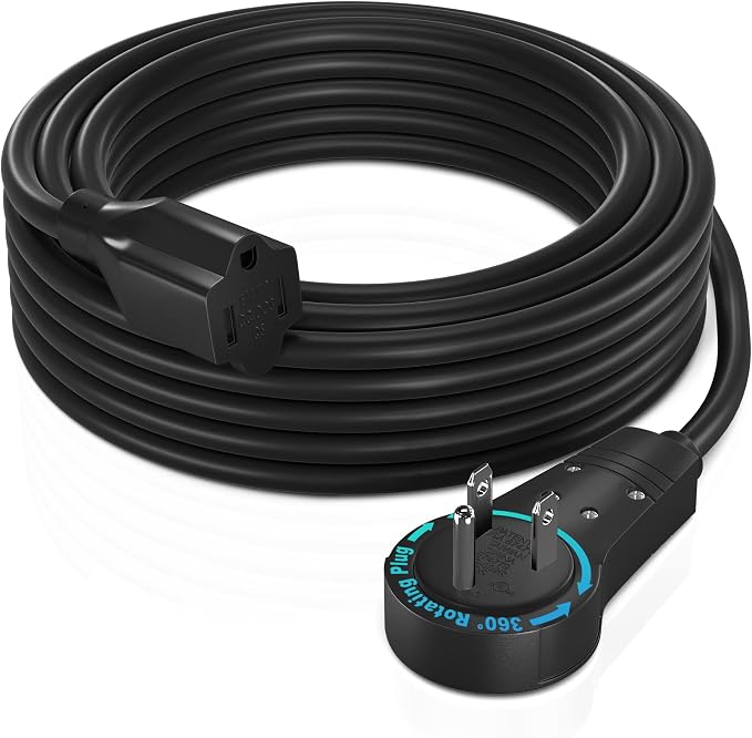 Maximm Cable 15 Feet 360° Rotating Flat Plug Extension Cord/Wire, 3 Prong by MaximmCable