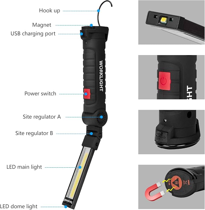 Lmaytech Gifts for Men 4Pack LED Flashlight, Rechargeable Work Lights - Image 4