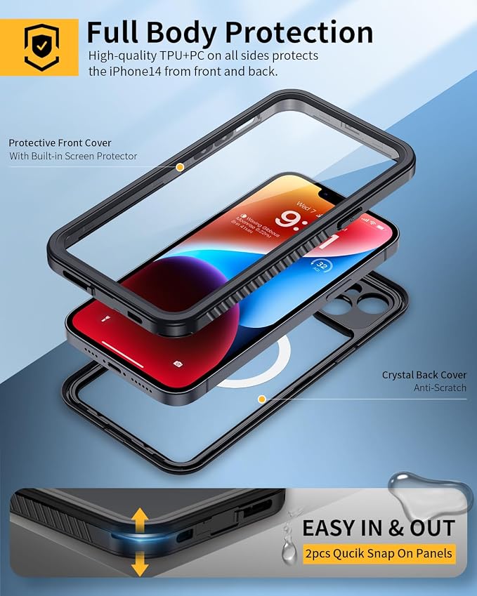 Lanhiem for iPhone 14 Magnetic Case, Waterproof Dustproof Shockproof Case - Image 4