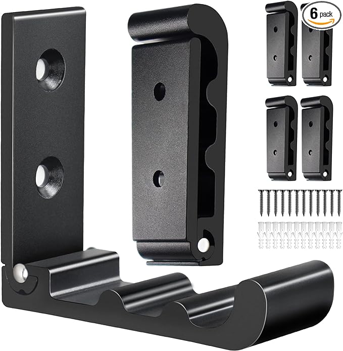 OHIYO 6 PCS Heavy Duty Folding Wall Hooks, Sturdy Black Wall Mounted Hooks by OHIYO