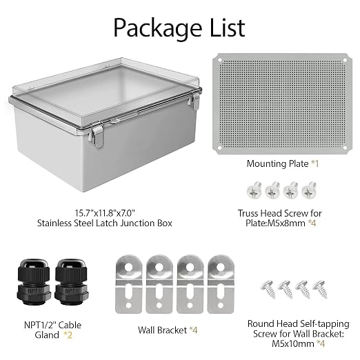 LeMotech Electrical Box, IP67 Waterproof Hinged Clear Cover Stainless Steel - Image 7
