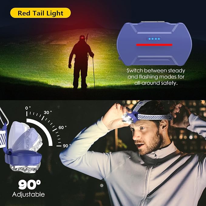 MIOISY Rechargeable Headlamp, High Lumen Bright 5 LED Head Lamp - Image 4