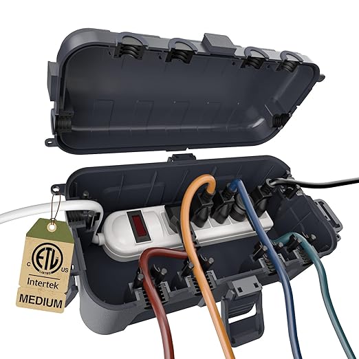 Flemoon Medium Outdoor Electrical Box, IP54 Waterproof Extension Cord Cover w/6 by FLEMOON