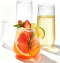 48 Pack Plastic Glasses – 24 x 9oz Stemless Champagne Flutes & 24 x 12oz by BELLAFORTE