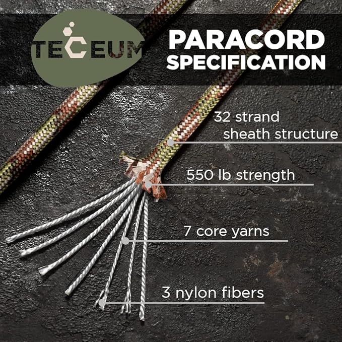 TECEUM 5/32" Paracord Rope 1000 – 1000ft / 200ft / 100ft / 50ft – Tactical - Image 2