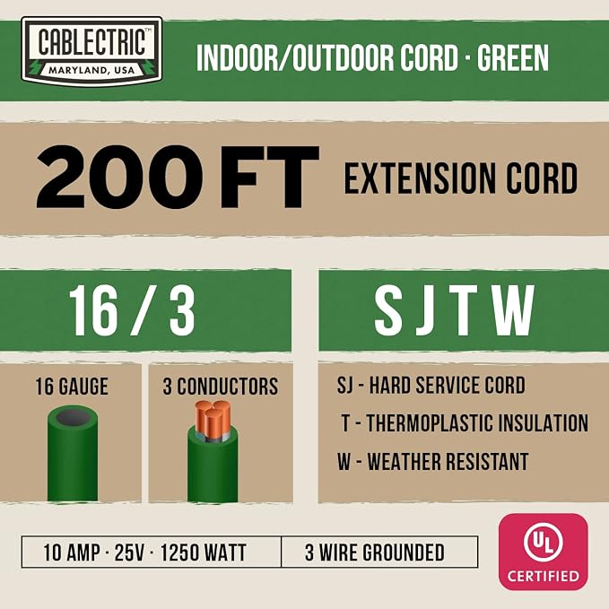 Long Outdoor Extension Cord 200 ft - Image 2