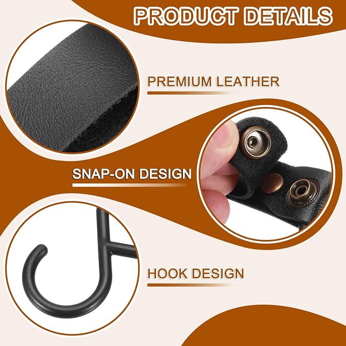 uxcell 5pcs PU Leather Hooks, S-Shape Hooks - Image 3
