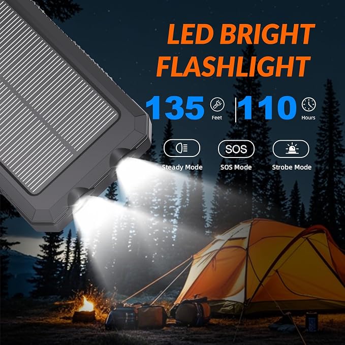 Solar Charger 20, Portable Power Bank, 4 Cables Outdoor Waterproof External - Image 3