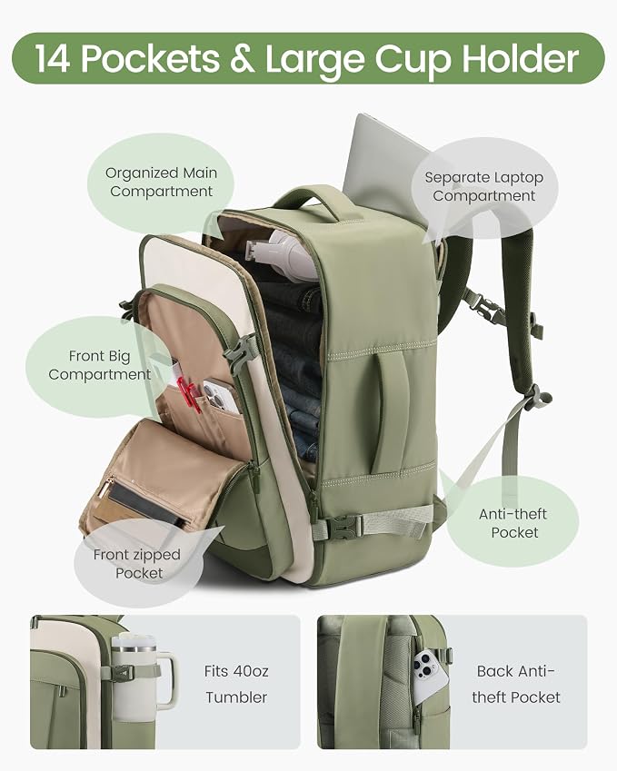 LOVEVOOK 50L Travel Backpack for Women & Men, Airline Approved Carry On Backpack - Image 4