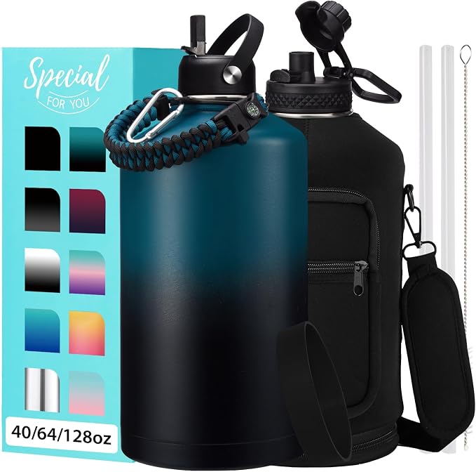 Large Insulated Water Bottles 1 Gallon by VICKNIY