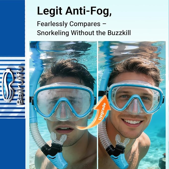 Bairuifu 2-Pack Snorkel Gear for Adults | Enhanced Anti-Fog & Anti-Leak - Image 2