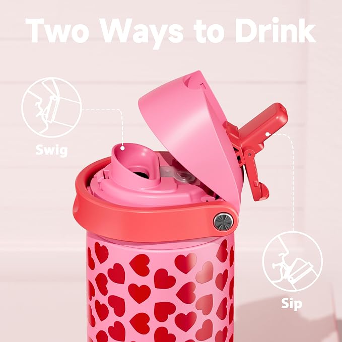 24 oz Valentine's Day Water Bottle: Meoky Stainless Steel Heart Water Bottle - Image 2