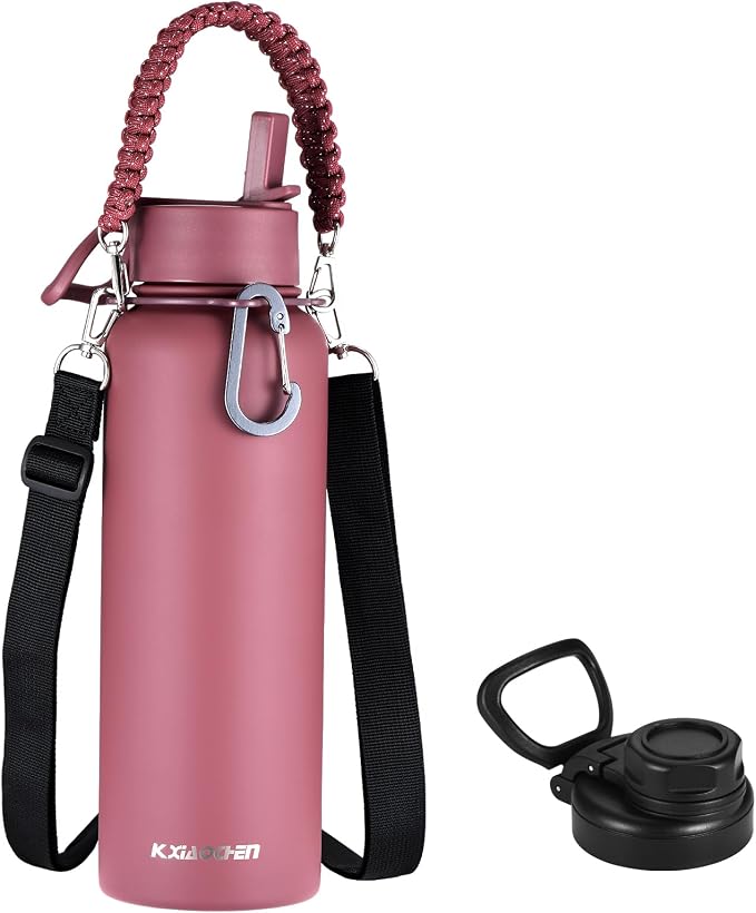 KXIAOCHEN Insulated Water Bottle, Stainless Steel Water Bottle, 2 Lids by KXIAOCHEN