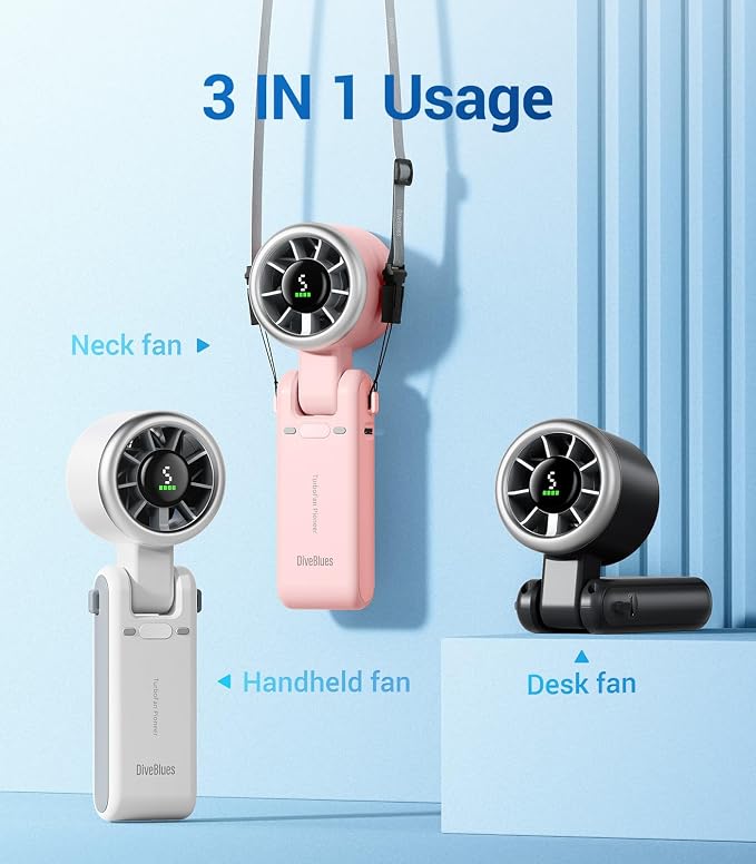 Diveblues Portable Handheld Turbo Fan, 5 Gear Wind, Battery Operated, 3 IN 1 - Image 3