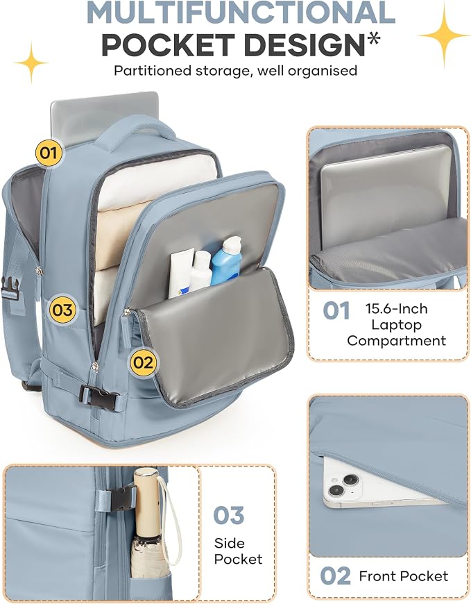 coofay Travel Backpack For Women Men Airline Approved Carry On Backpack Flight - Image 4