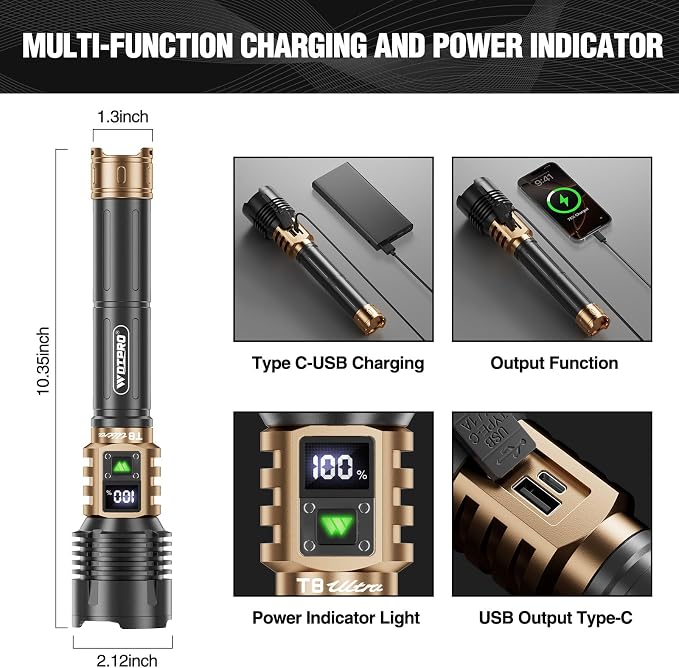 WdtPro Rechargeable LED Flashlights High Lumens, Super Bright 90000LM - Image 4