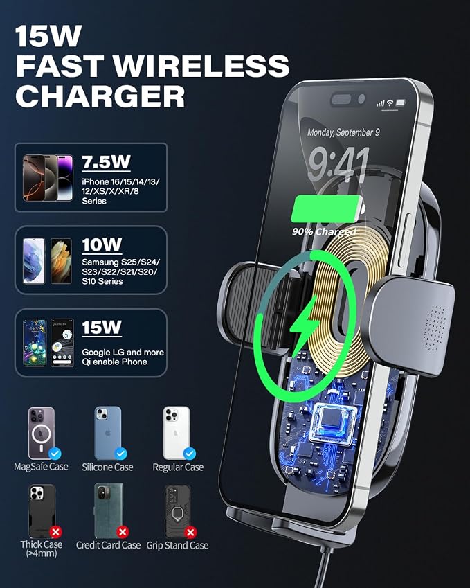 1Zero Solid Car Truck Phone Mount Wireless Charger Holder - Image 6