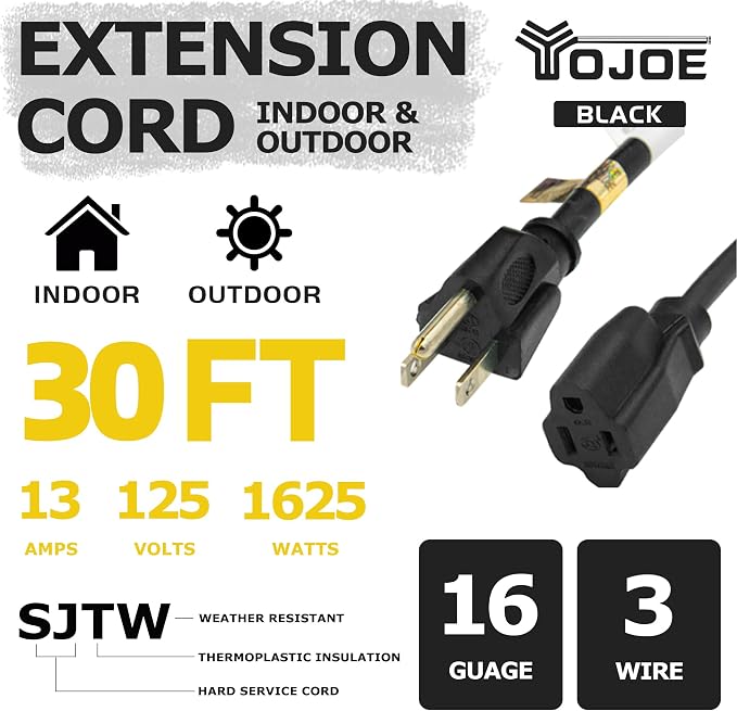 YOJOE Indoor Outdoor Extension Cord, 3 Prong 13A Weatherproof Power Cord - Image 2