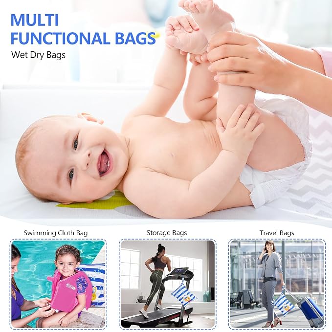 ALVABABY 2pcs Waterproof Wet Dry Bags, Reusable - Image 5