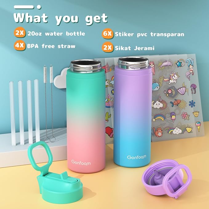Kids Water Bottle, Stainless Steel Vacuum Insulated cup, Kids Water Bottle - Image 2