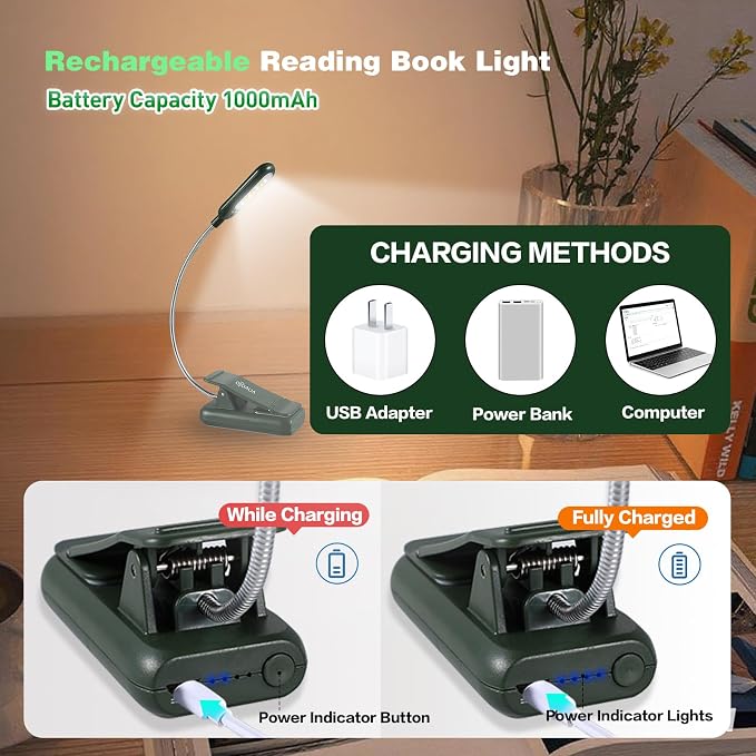 VAVOFO Rechargeable Book Light for Reading in Bed Kids, 7 LED Reading Light - Image 4